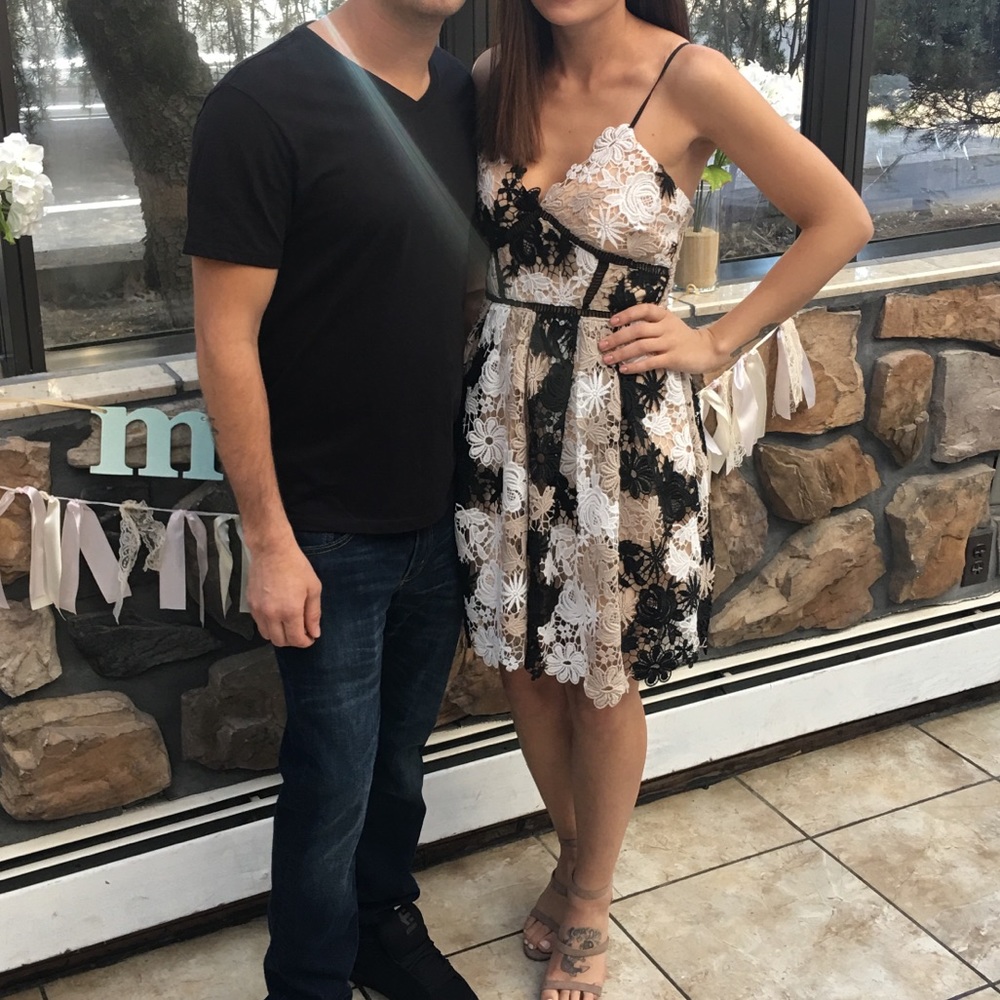 Black and white lace dress